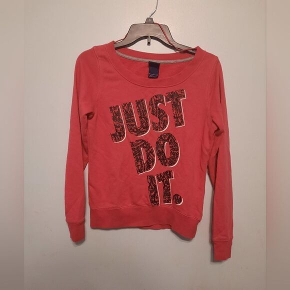 Nike Just Do It Pink Crewneck Sweatshirt Size Small - Picture 2 of 4